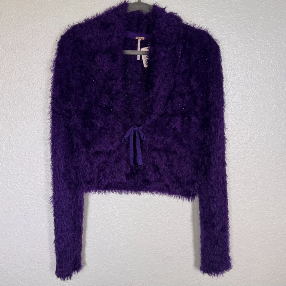 Free People, Purple Fuzzy Women's Purple Jacket - Picture 1 of 9